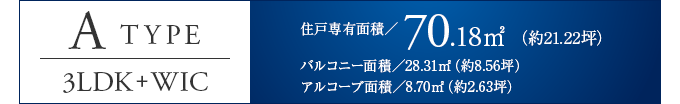 Atype 3LDK+WIC 70.18㎡